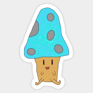 Light Blue Happy Mushroom Sticker